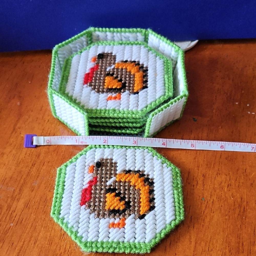 Handcrafted Turkey Coasters - Green and Brown